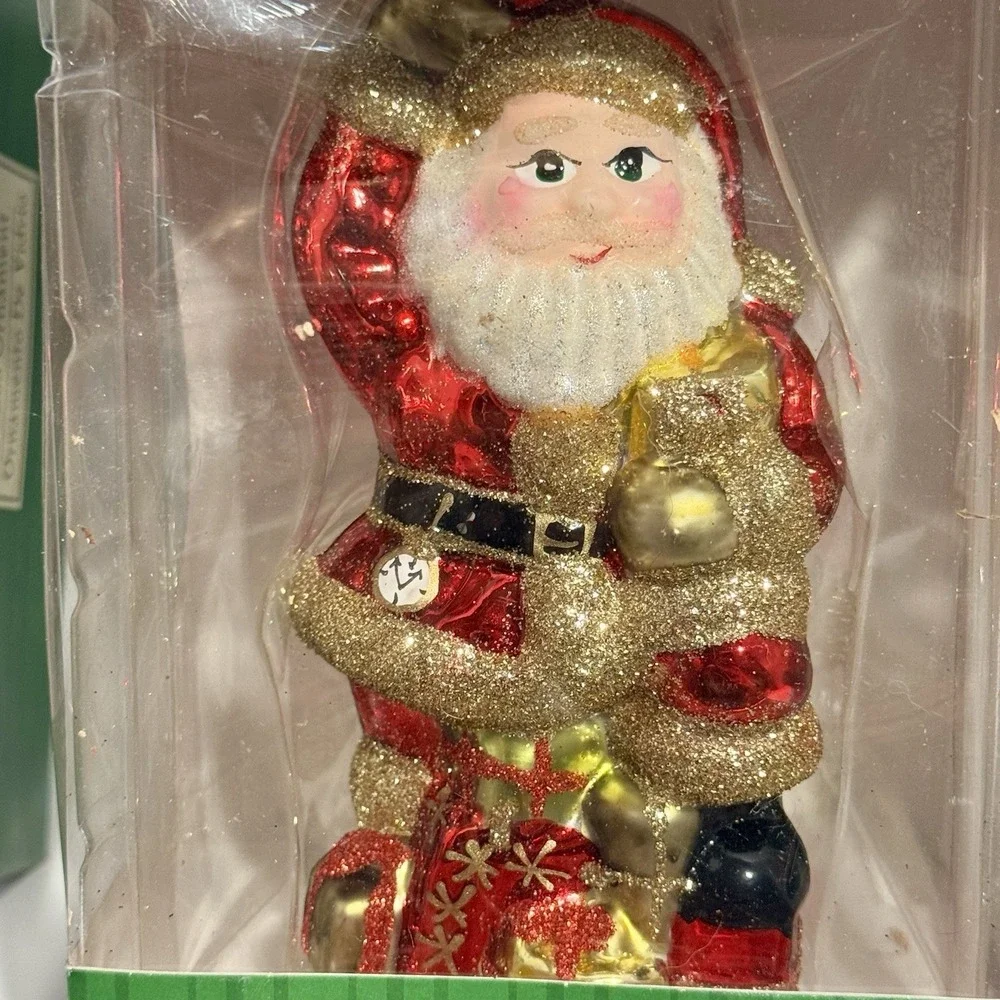Vintage Walmart Glass Santa Ornaments Set of 3 - 5